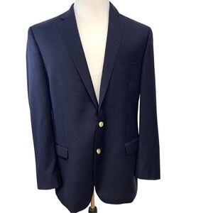 Lauren Ralph Lauen Navy Blue Gold Button Blazer Men 44L Wool Sport Coat Business